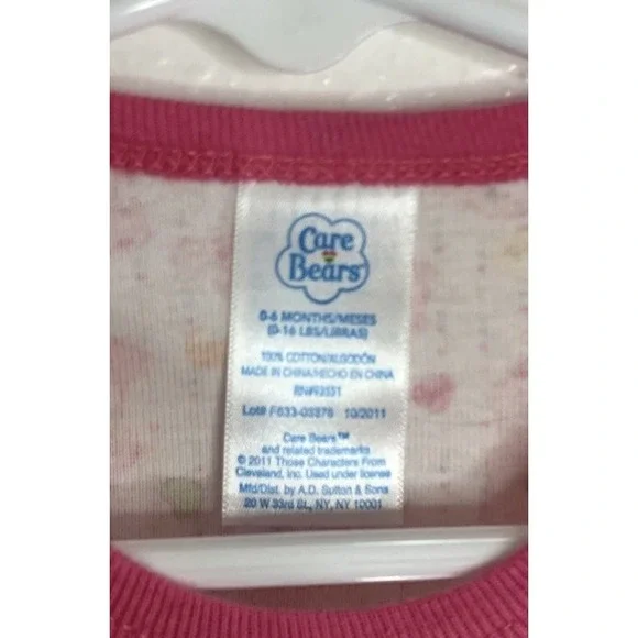 Care Bears 2011 Baby Sleep Gown Pink Print Size 0-6 Months - Picture 3 of 4